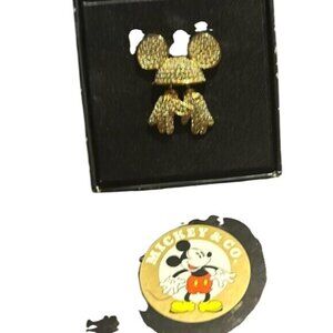 Vintage Mickey Mouse Gold Tone Designer Pin Brooch Disney Collectible